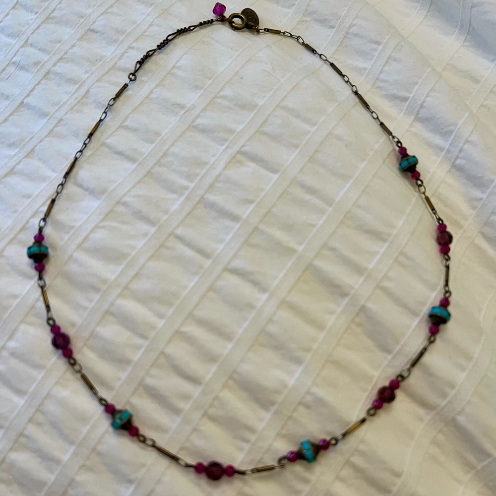 Sweet pink and turquoise beaded necklace